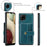 JEEHOOD for Samsung Galaxy A12 Strong Magnet Wallet Detachable Design Phone Protector Leather Coated TPU RFID Blocking Case - Blue - 6