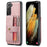 JEEHOOD Anti-Scratch Phone Cover for Samsung Galaxy S21 FE 5G RFID Blocking Wallet Phone Case Shockproof Phone Shell Support Wireless Charging - Pink - 1