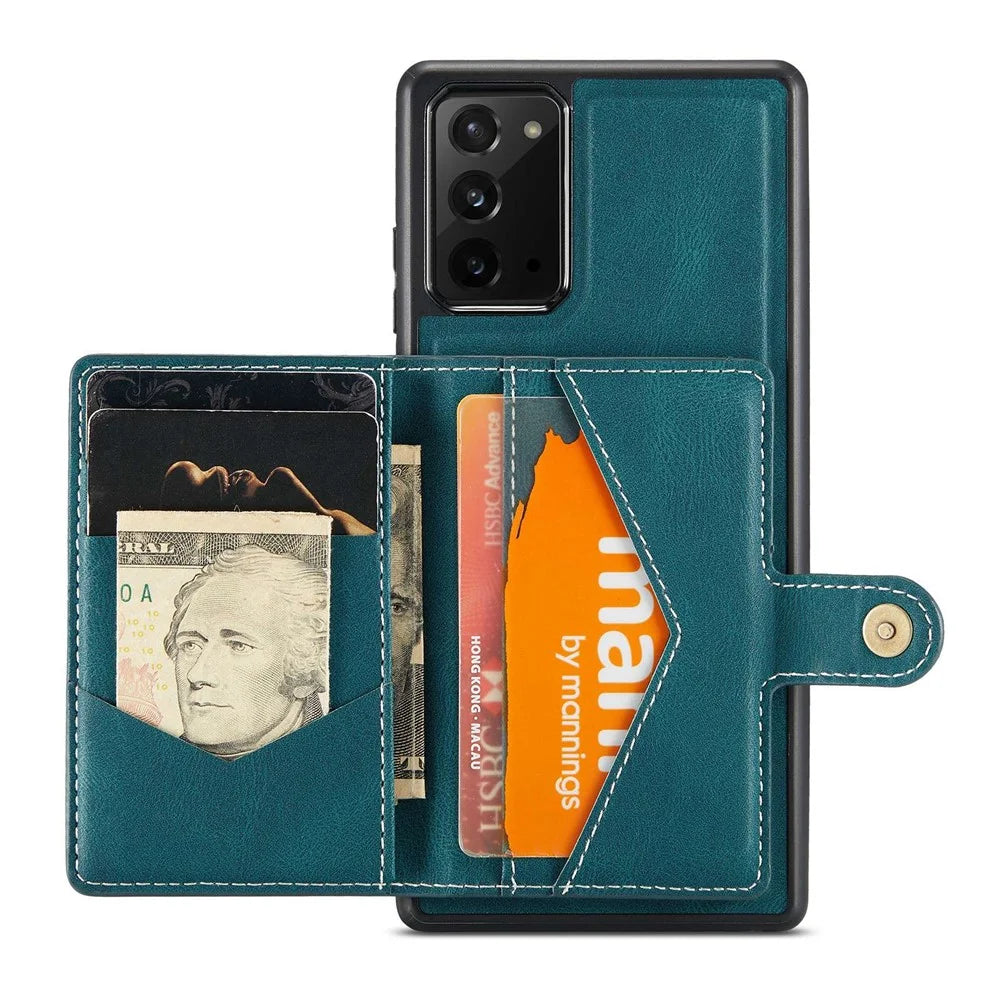 JEEHOOD For Samsung Galaxy Note20 4G/Note20 5G Detachable Leather Coated TPU Case Kickstand Wallet Phone Protective Cover - Green - 2