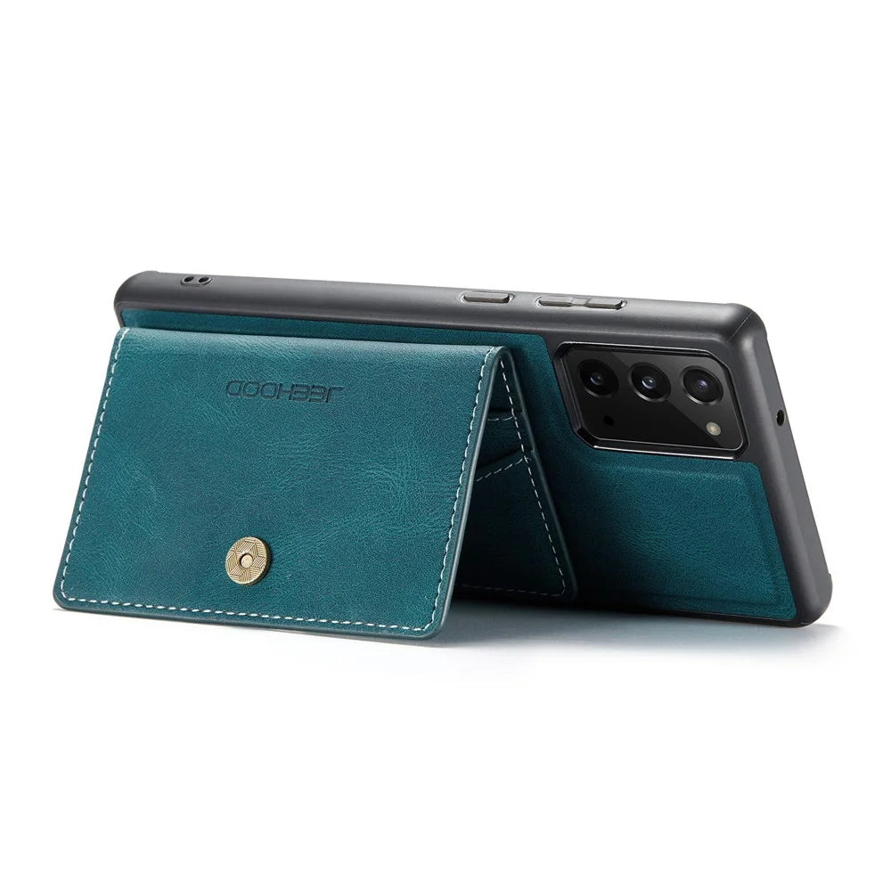 JEEHOOD For Samsung Galaxy Note20 4G/Note20 5G Detachable Leather Coated TPU Case Kickstand Wallet Phone Protective Cover - Green - 3