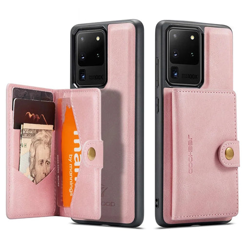JEEHOOD For Samsung Galaxy S20 Ultra 4G/S20 Ultra 5G Detachable Phone Cover Wallet Kickstand Magnetic Leather Coated TPU Case - Rose Gold - 1
