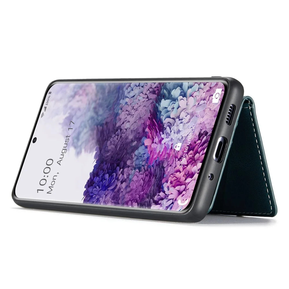 JEEHOOD For Samsung Galaxy S20 4G/5G Detachable Wallet Kickstand Case PU Leather Coated TPU Well-protected Phone Shell - Green - 4