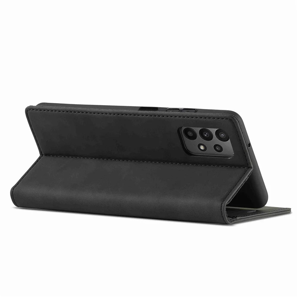 LC.IMEEKE For Samsung Galaxy A23 4G / 5G (Global Version) / M23 5G / F23 5G PU Leather Magnetic Closure Wallet Stand Phone Cover - Black - 3