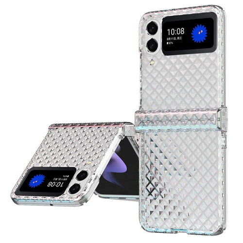 For Samsung Galaxy Z Flip3 5G Laser Effect Transparent Hinge Design Hard PC Back Cover Folding Phone Case - Transparent - 1