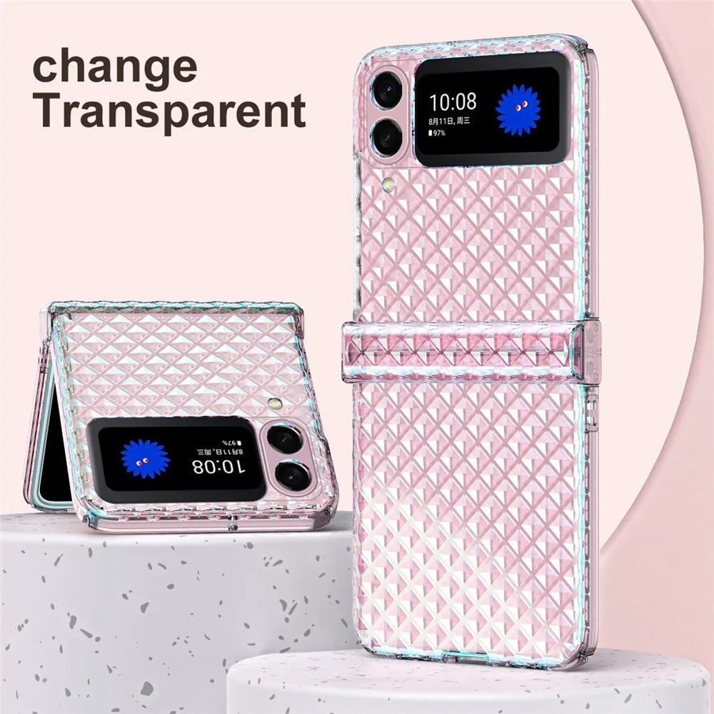 For Samsung Galaxy Z Flip3 5G Laser Effect Transparent Hinge Design Hard PC Back Cover Folding Phone Case - Transparent - 2