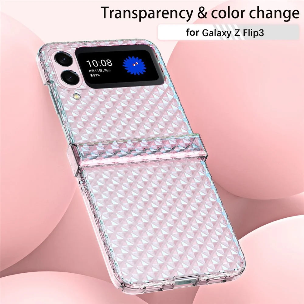 For Samsung Galaxy Z Flip3 5G Laser Effect Transparent Hinge Design Hard PC Back Cover Folding Phone Case - Transparent - 3
