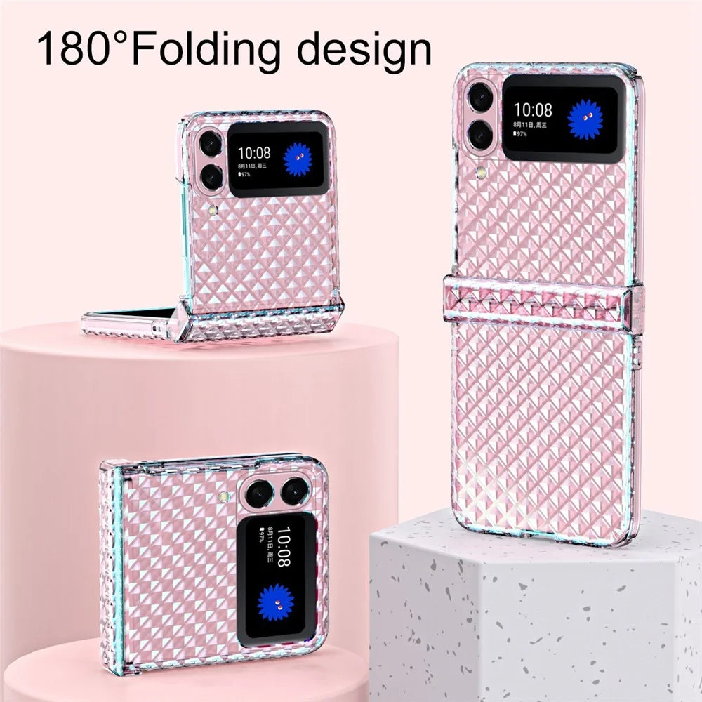 For Samsung Galaxy Z Flip3 5G Laser Effect Transparent Hinge Design Hard PC Back Cover Folding Phone Case - Transparent - 4