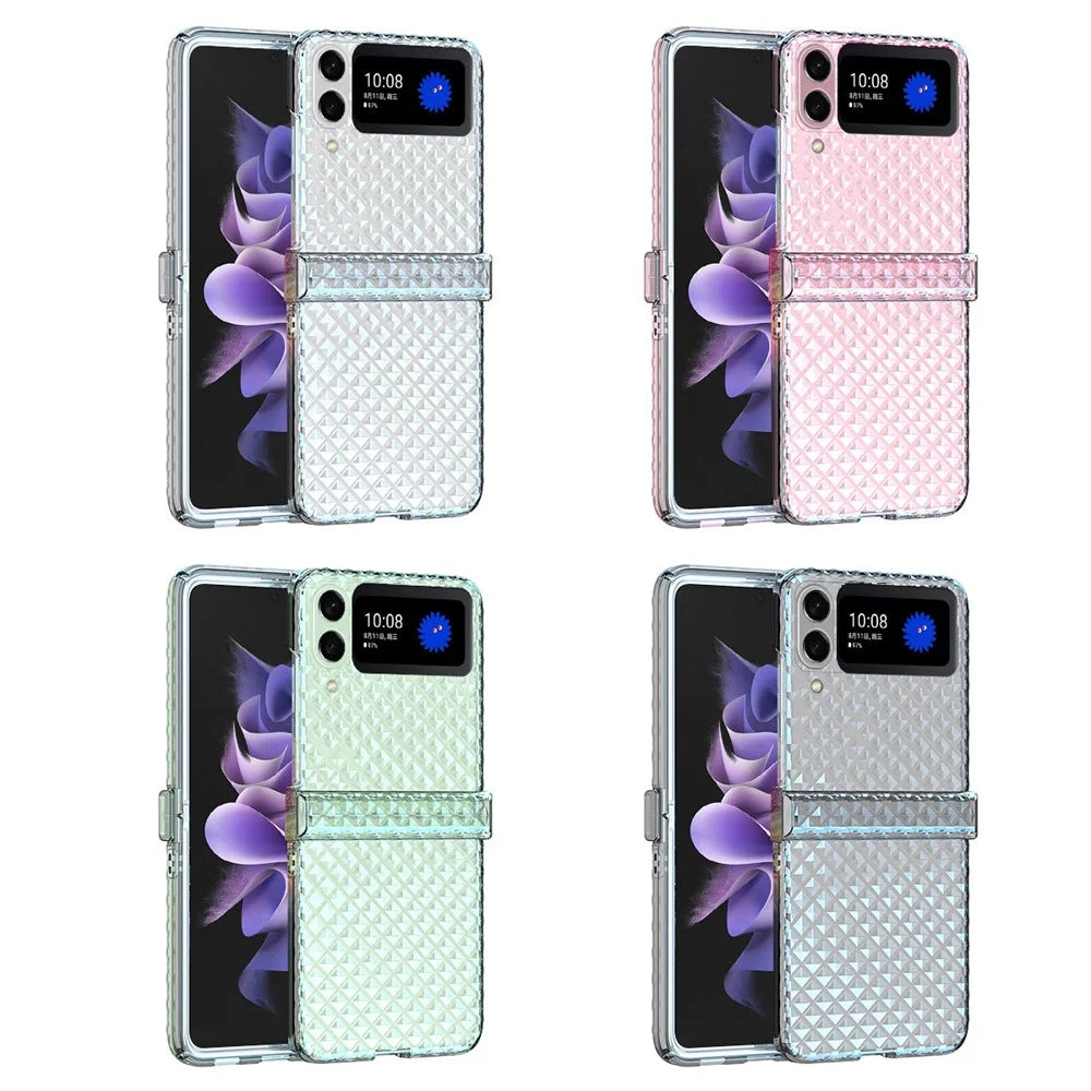 For Samsung Galaxy Z Flip3 5G Laser Effect Transparent Hinge Design Hard PC Back Cover Folding Phone Case - Transparent - 6