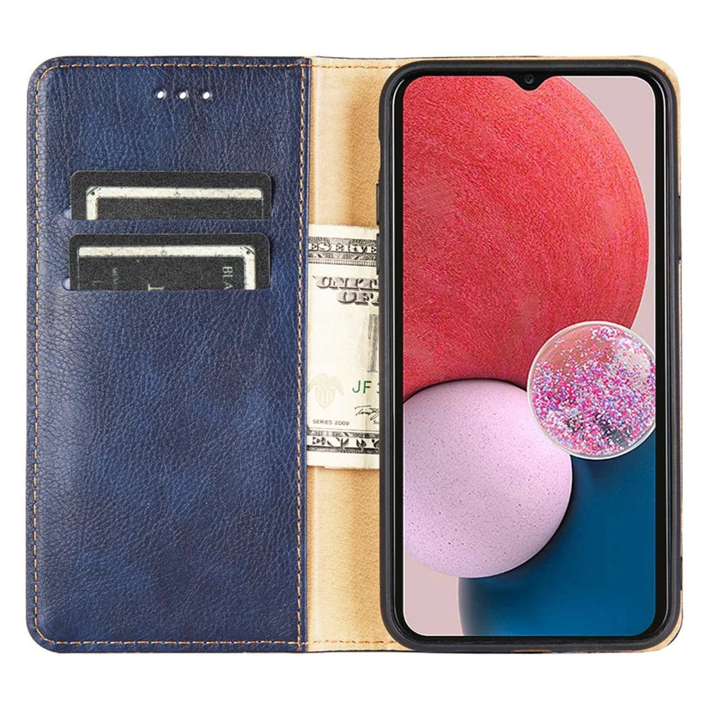 For Samsung Galaxy A13 4G Drop Prevention PU Leather Wallet Case Magnetic Auto-absorbed Stand Phone Shell - Black - 2