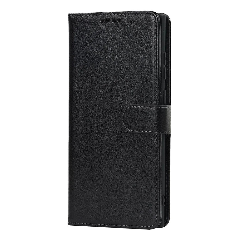 For Samsung Galaxy S22 Ultra 5G Wallet Case R61 Texture Felled Seam PU Leather Anti-Fall Stand Magnetic Phone Cover with Wrist Strap - Black - 7
