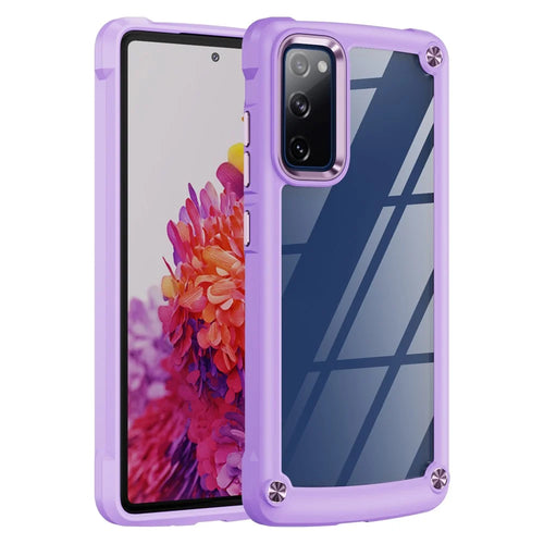 Shockproof Phone Case for Samsung Galaxy S20 FE 2022/S20 FE 4G/5G/S20 Lite, Full Body Protection PC+TPU Hybrid Phone Shell Case with Strap - Purple/Purple - 1