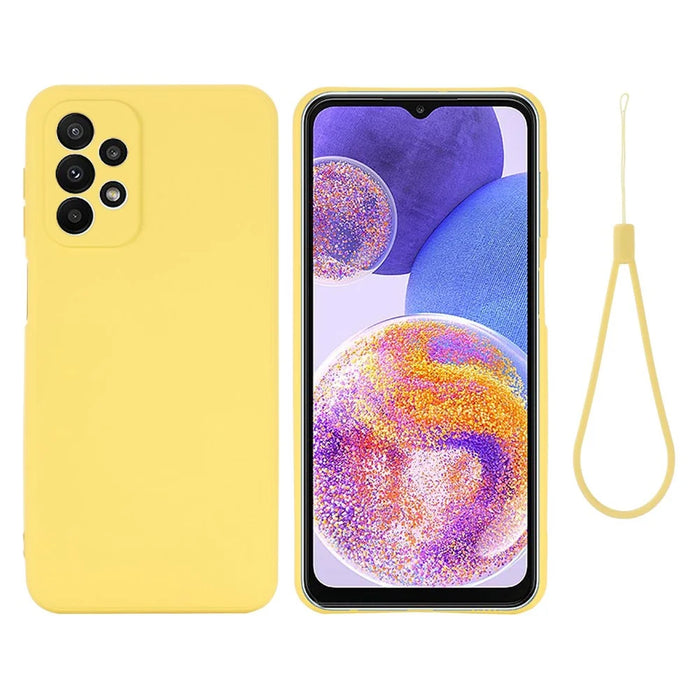 For Samsung Galaxy A23 5G (Global Version) / 4G Liquid Silicone Back Cover Soft Microfiber Lining Scratch-resistant Phone Protector - Yellow - 1