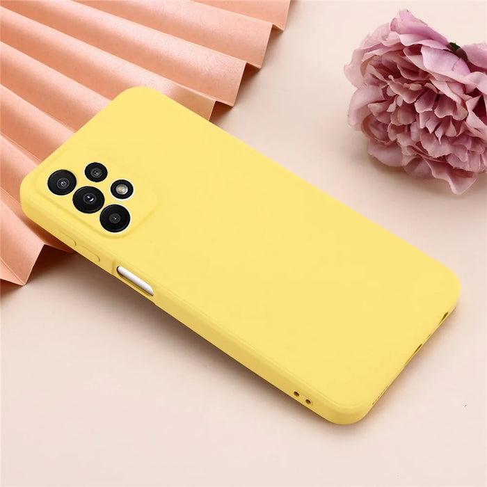 For Samsung Galaxy A23 5G (Global Version) / 4G Liquid Silicone Back Cover Soft Microfiber Lining Scratch-resistant Phone Protector - Yellow - 7
