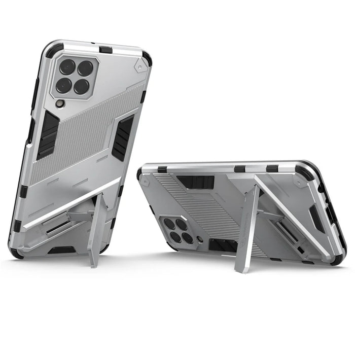 For Samsung Galaxy M33 5G (Global) PC + TPU Case Phone Back Cover with Kickstand - White - 2