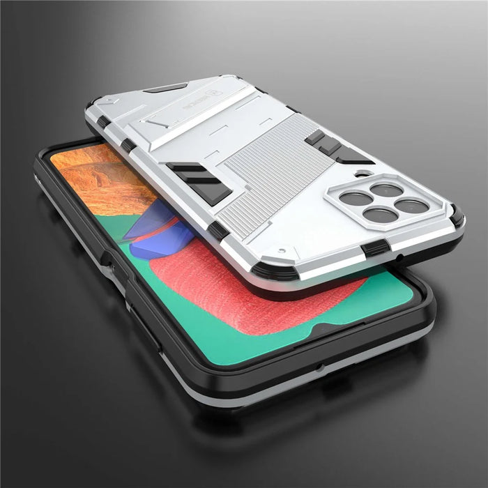 For Samsung Galaxy M33 5G (Global) PC + TPU Case Phone Back Cover with Kickstand - White - 4