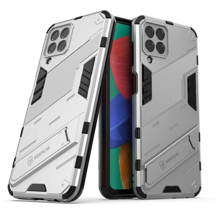 For Samsung Galaxy M33 5G (Global) PC + TPU Case Phone Back Cover with Kickstand - White - 5