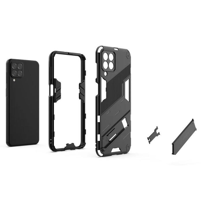 For Samsung Galaxy M33 5G (Global) PC + TPU Case Phone Back Cover with Kickstand - White - 6