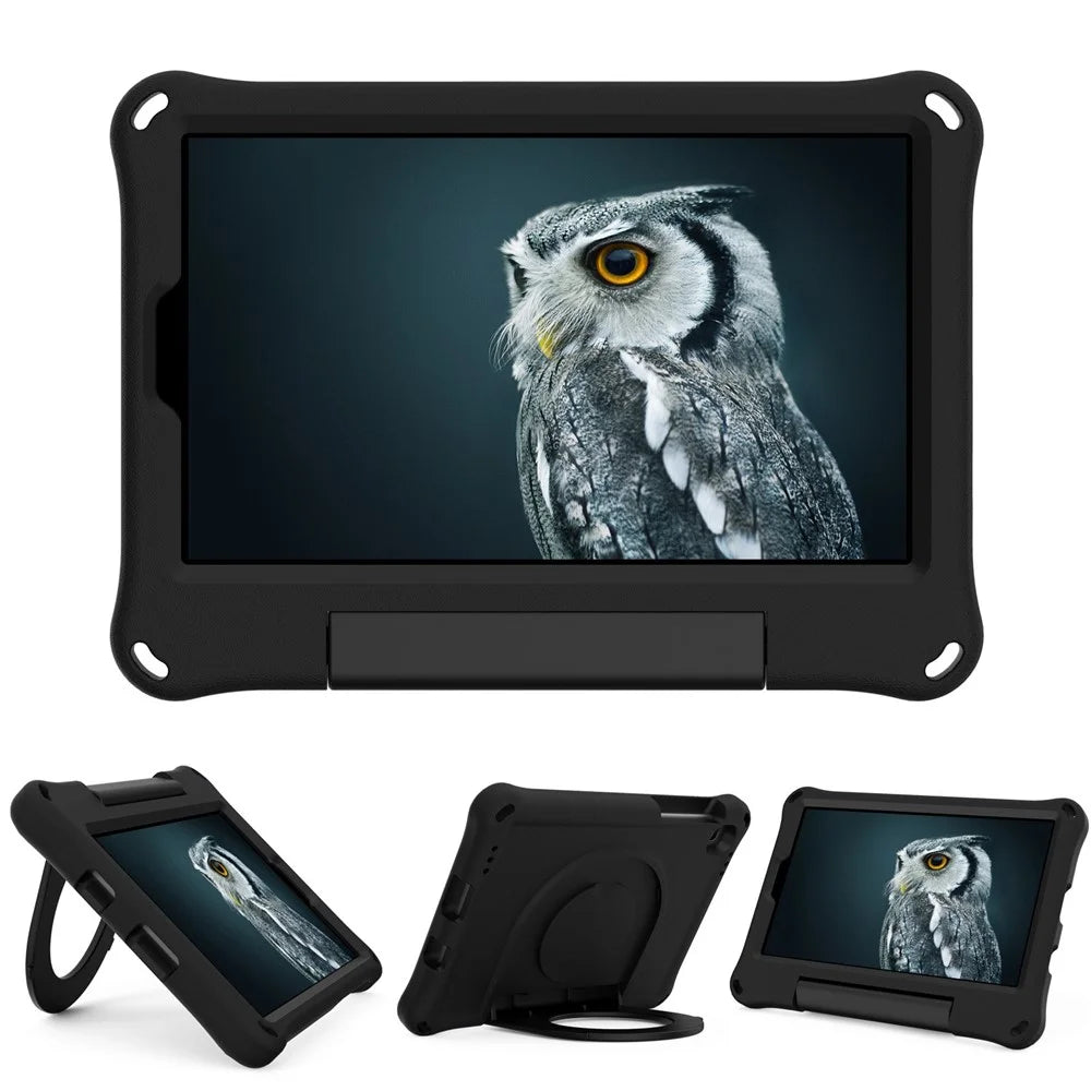 For Samsung Galaxy Tab A7 Lite 8.7-inch (2021) SM-T220/SM-T225 EVA Tablet Case Anti-drop Cover with Foldable Ring Kickstand - Black - 1