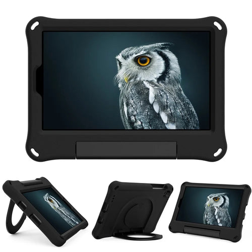 For Samsung Galaxy Tab A7 Lite 8.7-inch (2021) SM-T220/SM-T225 EVA Tablet Case Anti-drop Cover with Foldable Ring Kickstand - Black - 1