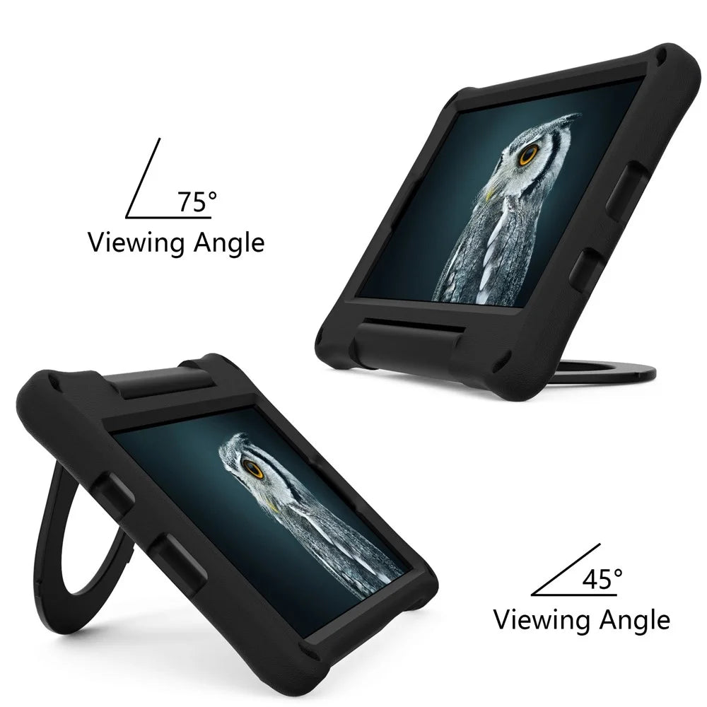 For Samsung Galaxy Tab A7 Lite 8.7-inch (2021) SM-T220/SM-T225 EVA Tablet Case Anti-drop Cover with Foldable Ring Kickstand - Black - 4