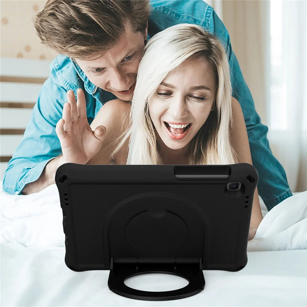For Samsung Galaxy Tab A7 Lite 8.7-inch (2021) SM-T220/SM-T225 EVA Tablet Case Anti-drop Cover with Foldable Ring Kickstand - Black - 6