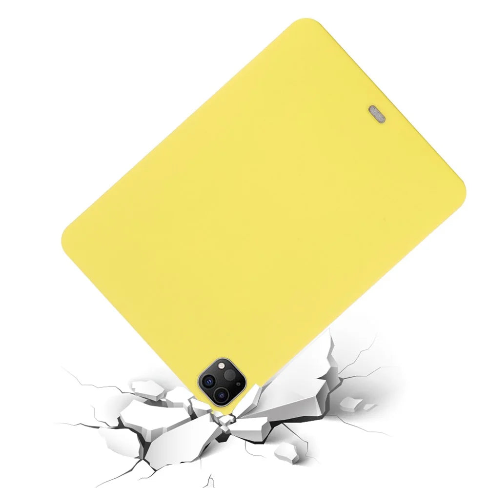 For iPad Pro 12.9 (2018) / (2020) / (2021) / (2022) Slim Light Anti-scratch Microfiber Lining Liquid Silicone Tablet Case Protective Shell - Yellow - 3