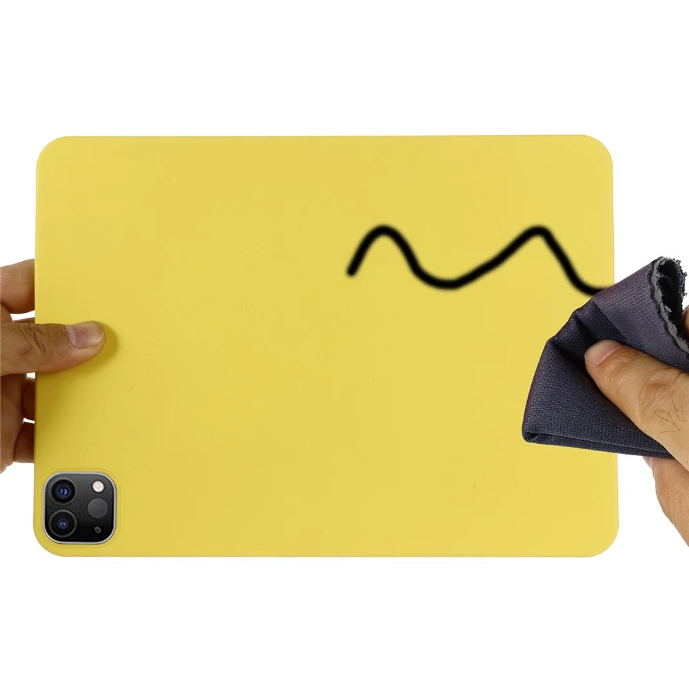For iPad Pro 12.9 (2018) / (2020) / (2021) / (2022) Slim Light Anti-scratch Microfiber Lining Liquid Silicone Tablet Case Protective Shell - Yellow - 5