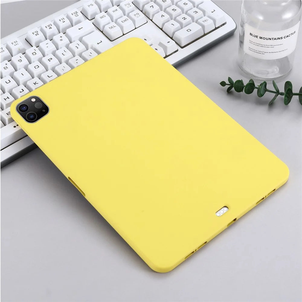 For iPad Pro 12.9 (2018) / (2020) / (2021) / (2022) Slim Light Anti-scratch Microfiber Lining Liquid Silicone Tablet Case Protective Shell - Yellow - 7