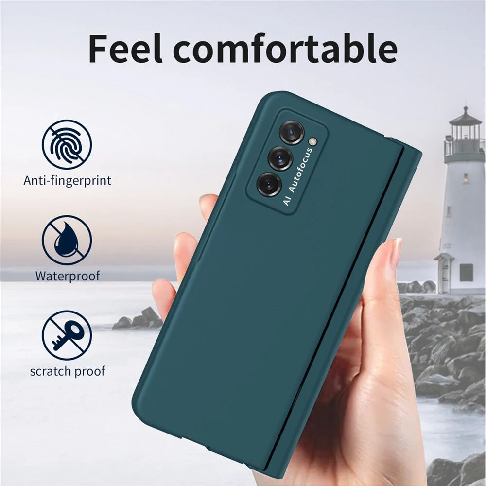 Hard PC Phone Flip Case for Samsung Galaxy Z Fold2 5G Shockproof Cover with Screen Protector - Green - 3