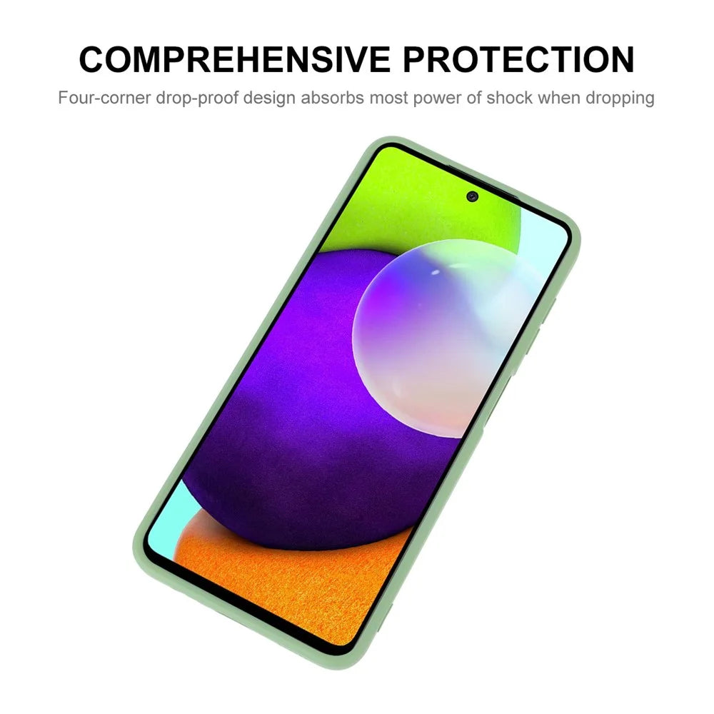 ENKAY HAT PRINCE Liquid Silicone Case for Samsung Galaxy A52 4G/5G/A52s 5G, Shockproof Straight Edge Design Camera Protection Lens Protector Cover - Light Green - 2