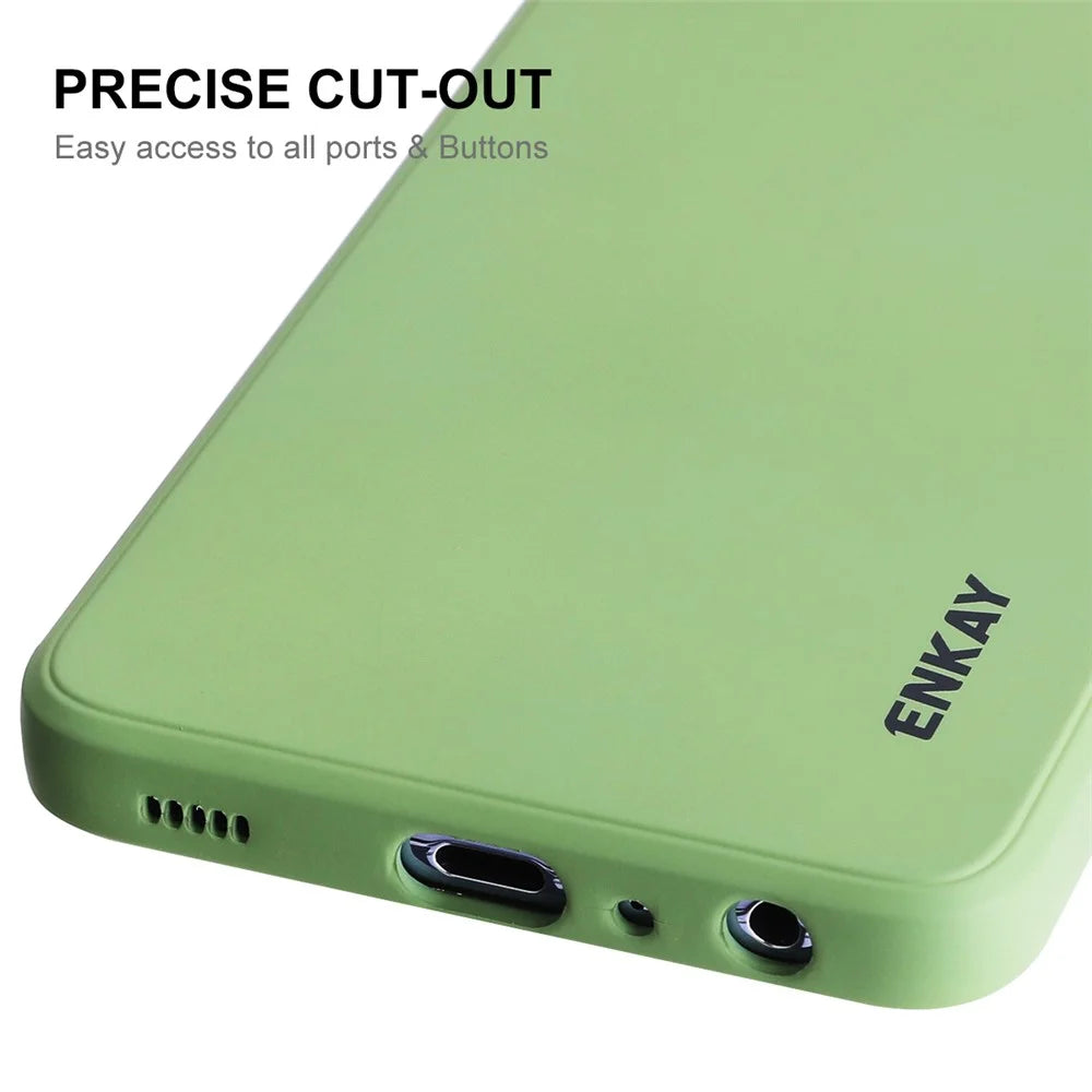ENKAY HAT PRINCE Liquid Silicone Case for Samsung Galaxy A52 4G/5G/A52s 5G, Shockproof Straight Edge Design Camera Protection Lens Protector Cover - Light Green - 5