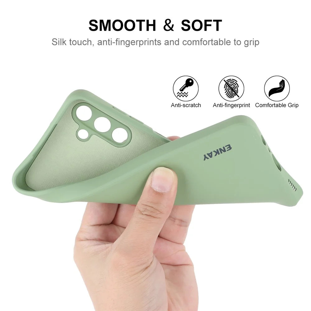 ENKAY HAT PRINCE Liquid Silicone Case for Samsung Galaxy A13 5G / A04s 4G (164.7mm) Camera Protection Lens Protector Cover - Light Green - 3