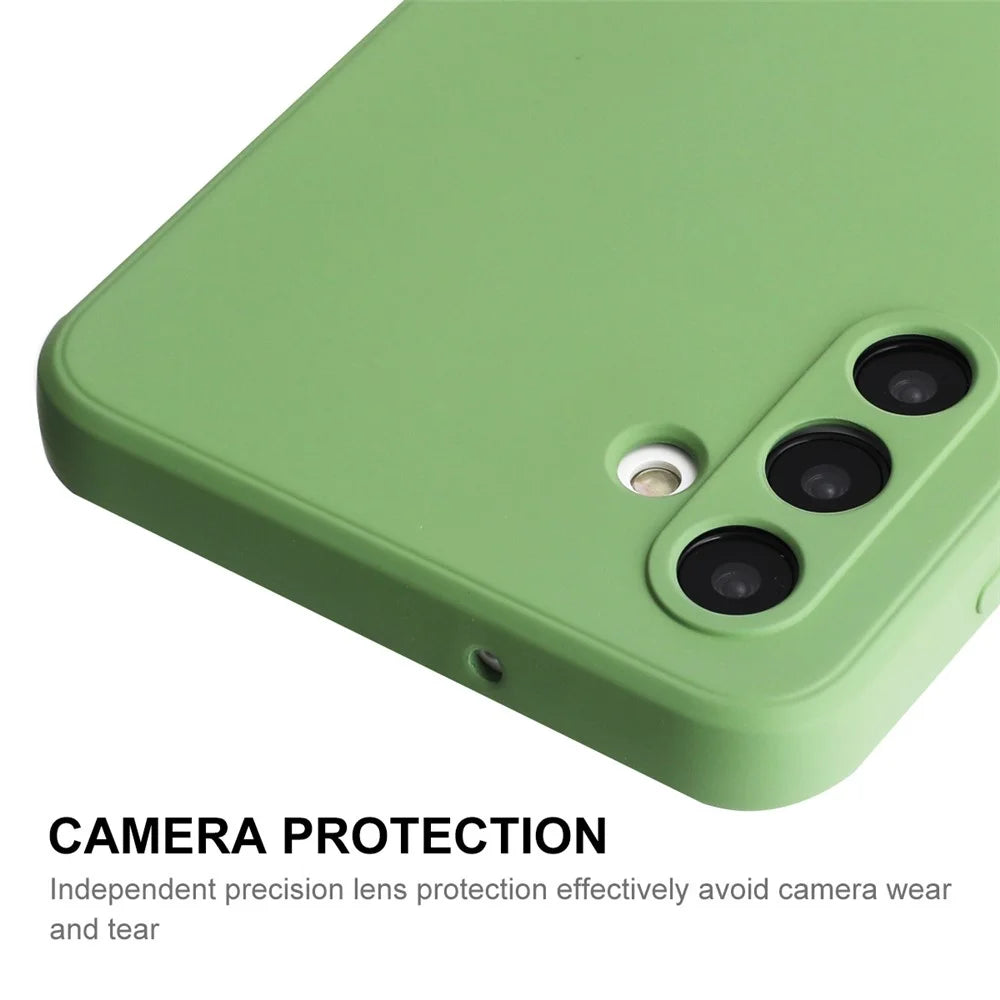 ENKAY HAT PRINCE Liquid Silicone Case for Samsung Galaxy A13 5G / A04s 4G (164.7mm) Camera Protection Lens Protector Cover - Light Green - 4