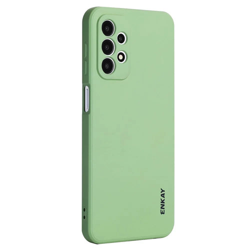 ENKAY HAT PRINCE Liquid Silicone Case for Samsung Galaxy A23 4G / 5G (Global Version), Anti-collision Straight Edge Design Camera Protection Lens Protector Cover - Light Green - 1