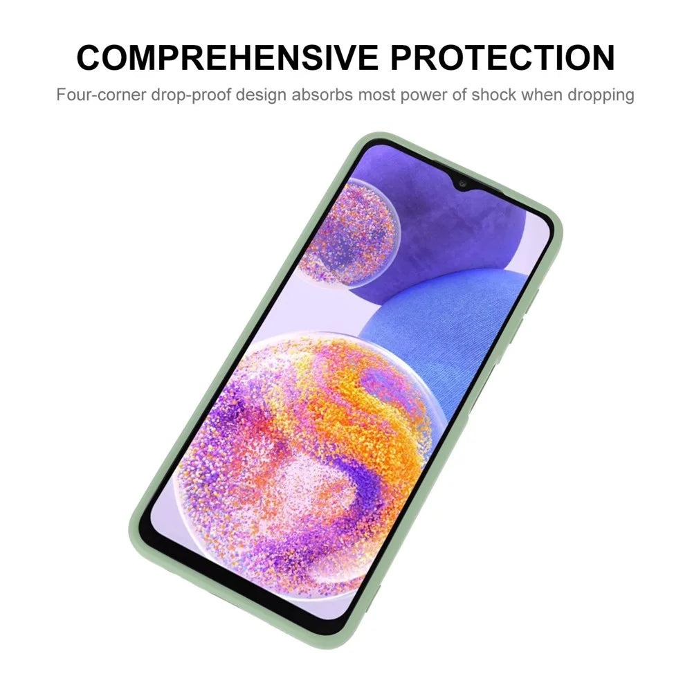 ENKAY HAT PRINCE Liquid Silicone Case for Samsung Galaxy A23 4G / 5G (Global Version), Anti-collision Straight Edge Design Camera Protection Lens Protector Cover - Light Green - 2