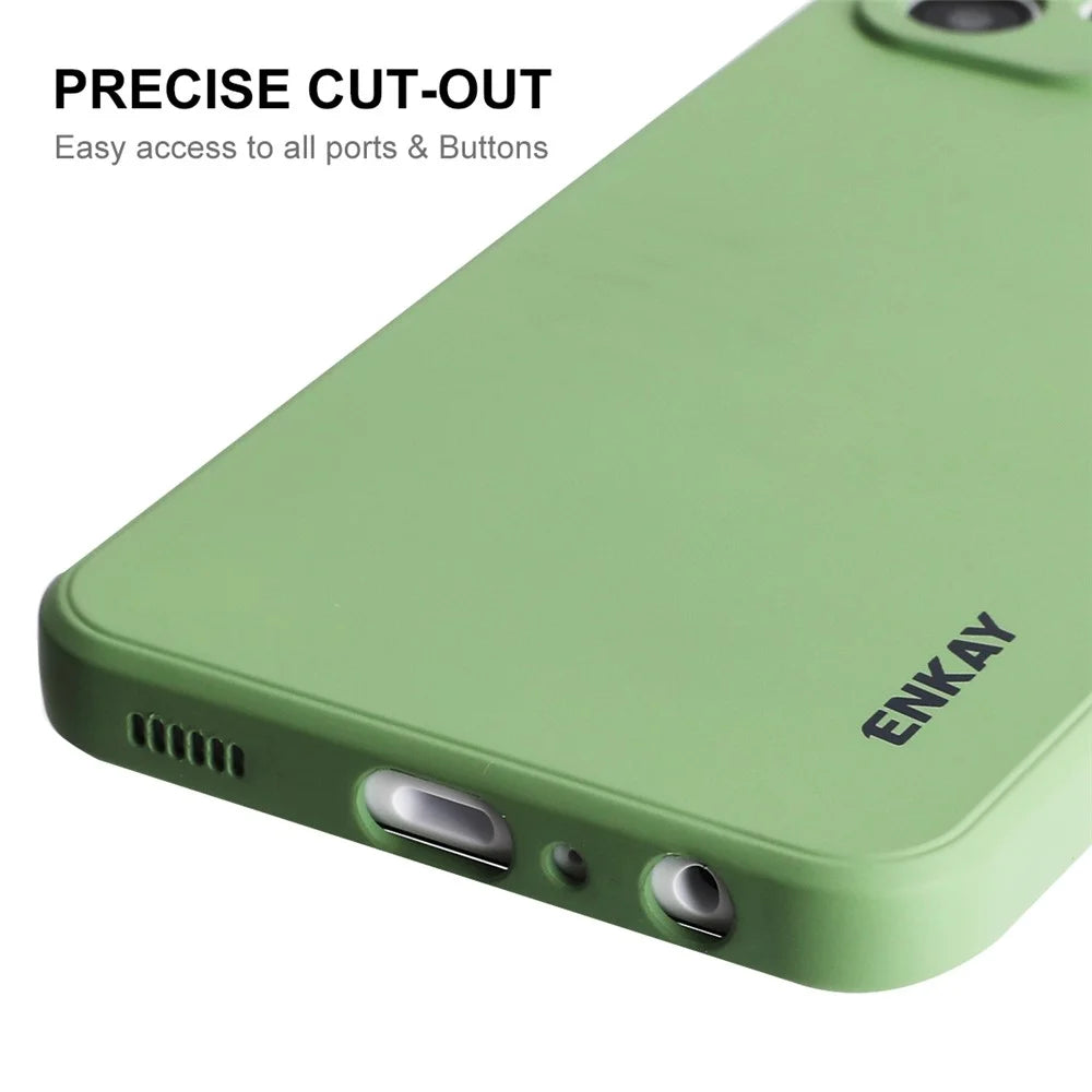 ENKAY HAT PRINCE Liquid Silicone Case for Samsung Galaxy A23 4G / 5G (Global Version), Anti-collision Straight Edge Design Camera Protection Lens Protector Cover - Light Green - 5