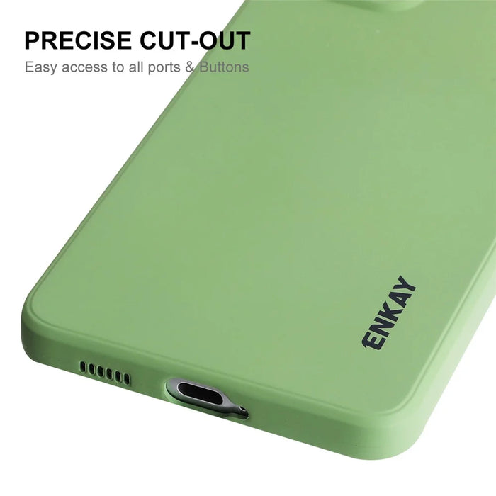 ENKAY HAT PRINCE Liquid Silicone Case for Samsung Galaxy A53 5G, Drop Resistant Straight Edge Design Camera Protection Lens Protector Cover - Light Green - 5