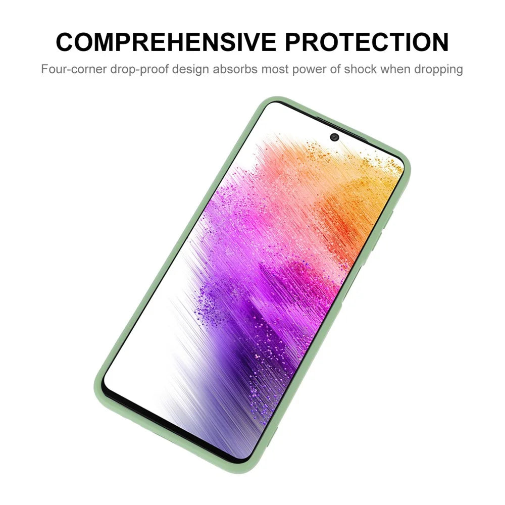 ENKAY HAT PRINCE Liquid Silicone Case for Samsung Galaxy A73 5G, Anti-fall Straight Edge Design Camera Protection Lens Protector Cover - Light Green - 2