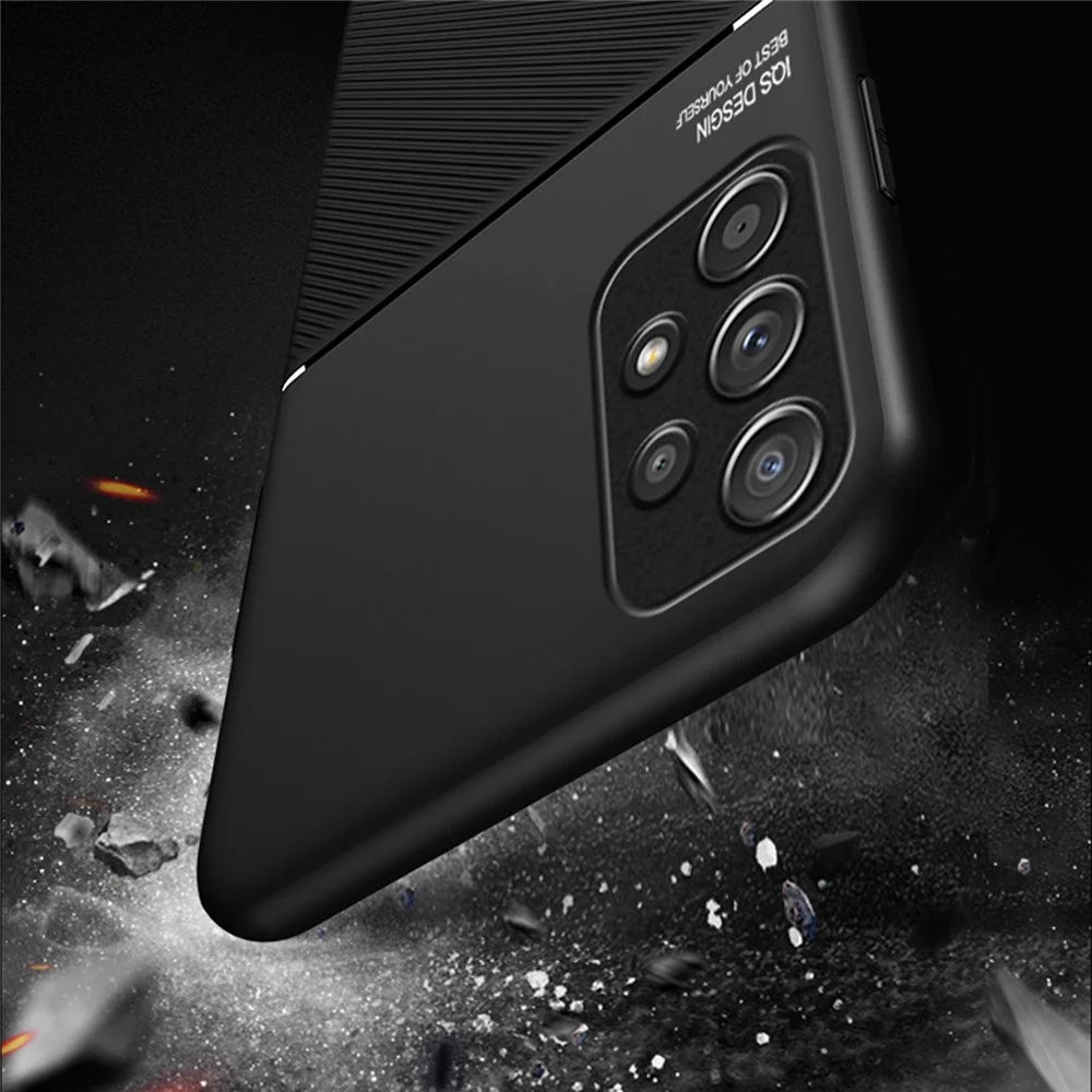 For Samsung Galaxy A73 5G Wear-resistant Precise Cutout PU Leather + TPU Imprinted Cell Phone Case with Built-in Magnetic Metal Sheet - Blue - 3