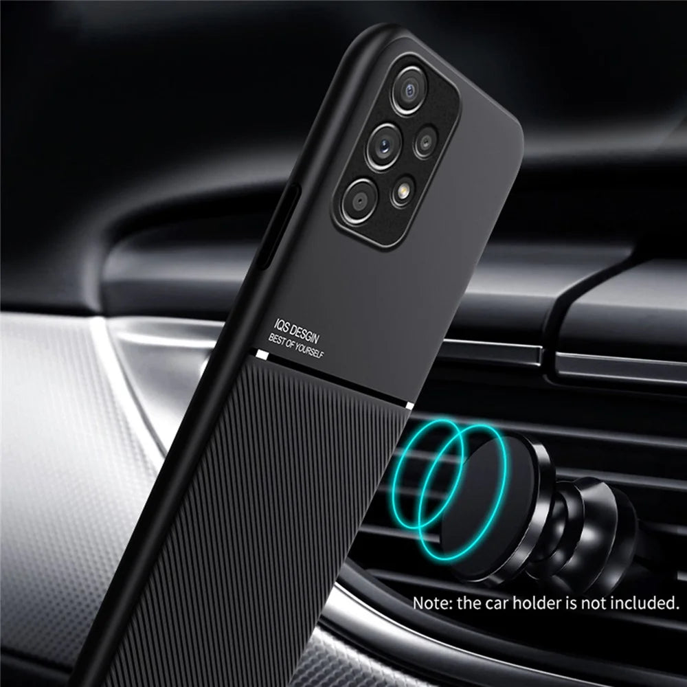 For Samsung Galaxy A73 5G Wear-resistant Precise Cutout PU Leather + TPU Imprinted Cell Phone Case with Built-in Magnetic Metal Sheet - Blue - 5