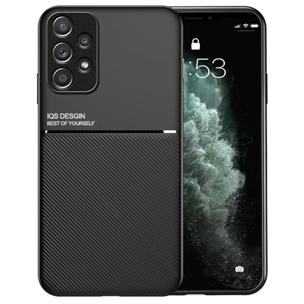For Samsung Galaxy A73 5G Wear-resistant Precise Cutout PU Leather + TPU Imprinted Cell Phone Case with Built-in Magnetic Metal Sheet - Blue - 7