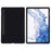 For Samsung Galaxy Tab S8/S7 Solid Color Tablet Case Microfiber Lining Liquid Silicone Anti-fall Protective Cover - Black - 1