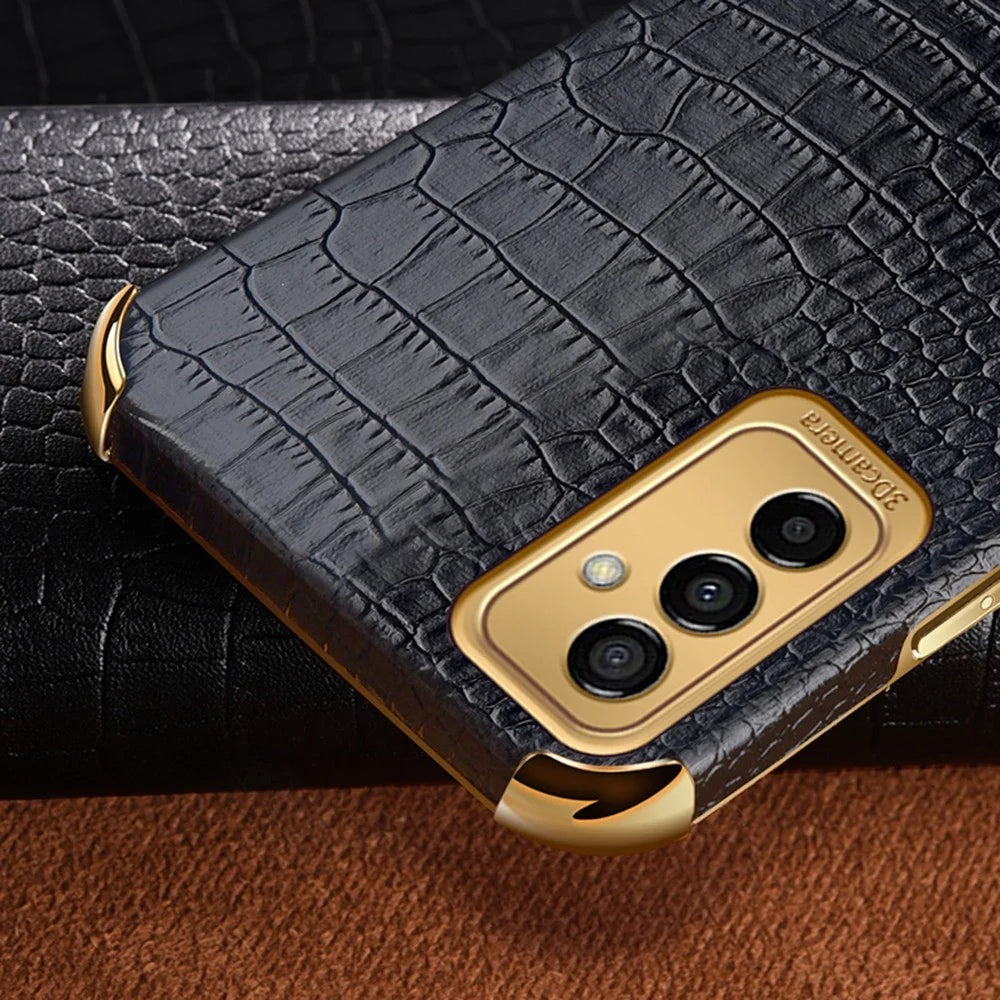 For Samsung Galaxy M23 5G/F23 5G Shockproof Phone Cover Crocodile Texture Kickstand Electroplated Finger Ring Holder PU Leather Coated TPU Anti-scratch Phone Case - Green - 4