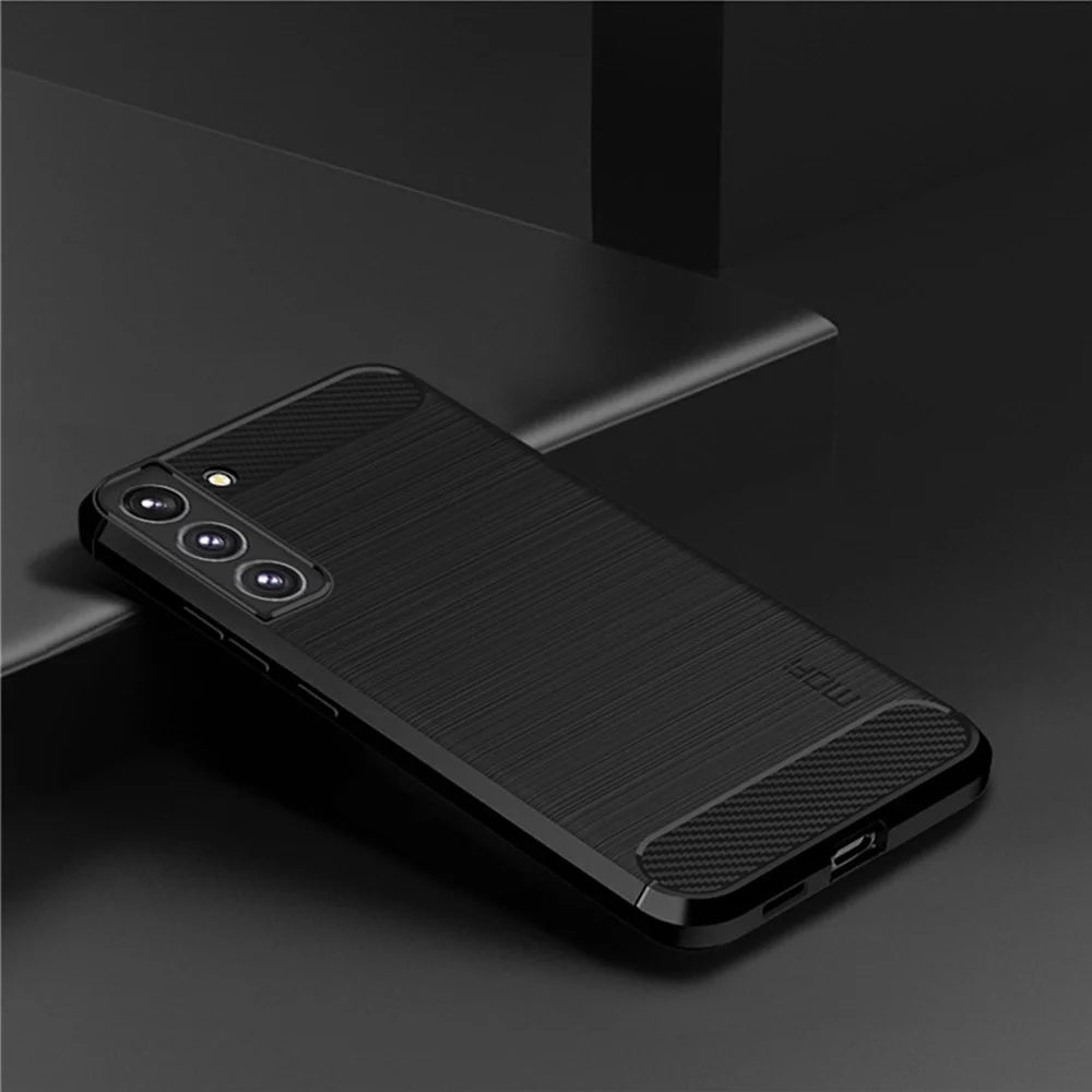 MOFI JK TPU Series-1 for Samsung Galaxy S22 5G Brushed Surface Carbon Fiber Phone Case Wear-resistant TPU Protective Shell - Black - 7