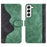 For Samsung Galaxy S22 5G Color Splicing Design Phone Cover Bump Proof PU Leather Stand Wallet Case Shell - Green - 1