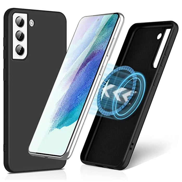 Liquid Series for Samsung Galaxy S21 FE 5G/S21 Fan Edition Liquid Silicone Magnetic Case Soft TPU Inside Microfiber Lining Cushion Protective Cover - 1