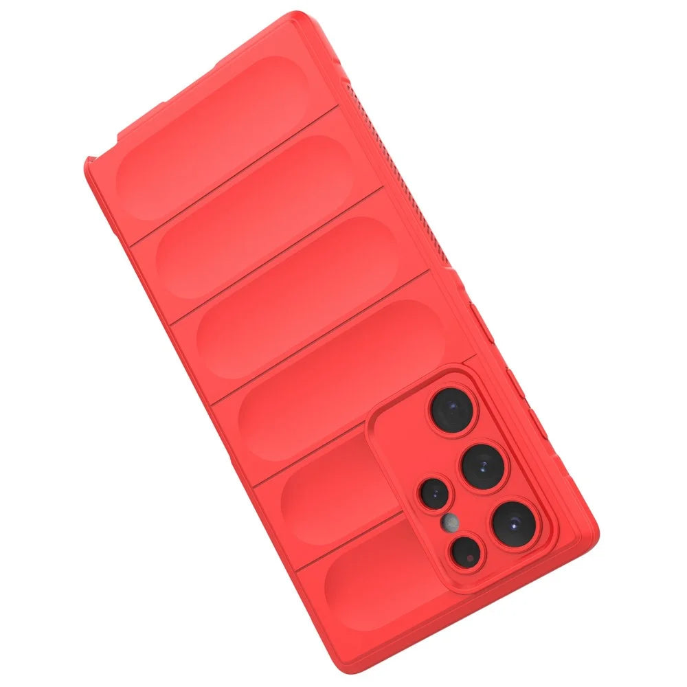 For Samsung Galaxy S22 Ultra 5G Anti-slip Edge Wear-resistant Anti-fall TPU Cell Phone Cover Rugged Back Case - Red - 5