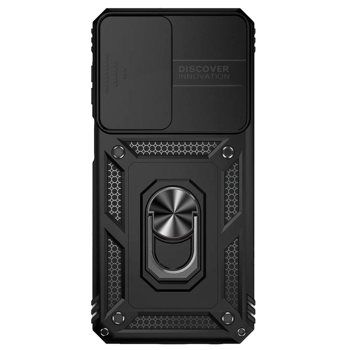 for Samsung Galaxy M33 5G (Global Version) Ring Kickstand Phone Case Anti-fall Protection Hard PC + TPU Shell with Slide Camera Protection Cover - Black - 2