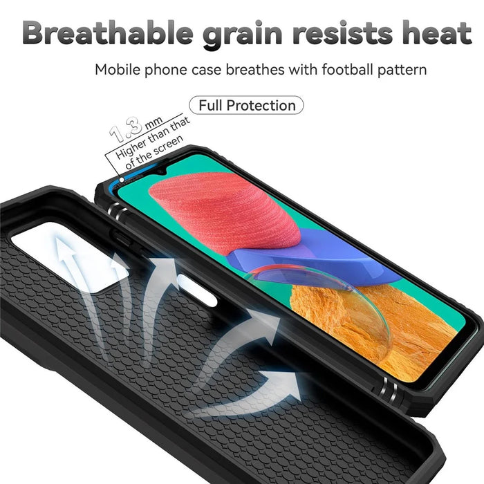 for Samsung Galaxy M33 5G (Global Version) Ring Kickstand Phone Case Anti-fall Protection Hard PC + TPU Shell with Slide Camera Protection Cover - Black - 4