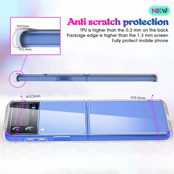For Samsung Galaxy Z Flip4 5G Crystal Clear Case Hard PC Back Soft TPU Bumper Edge Anti-Scratch Cover - 3